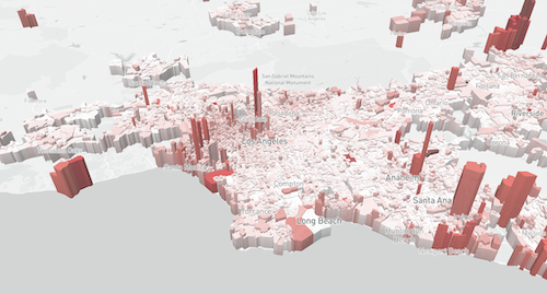 3D map of vacant housing units in Los Angeles