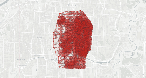 Map of ShotSpotter activations in Kansas City