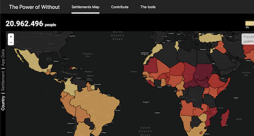 Red choropleth map of the world's countries